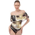 Artistic Venetian Mask Off Shoulder Velour Bodysuit  View1