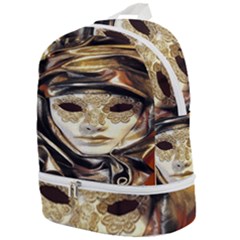 Artistic Venetian Mask Zip Bottom Backpack by ConteMonfrey