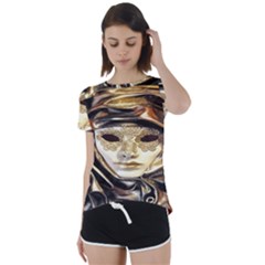 Artistic Venetian Mask Short Sleeve Foldover Tee by ConteMonfrey