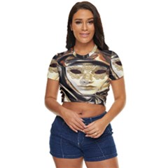 Artistic Venetian Mask Side Button Cropped Tee by ConteMonfrey