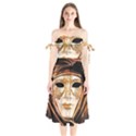 Venetian Mask Shoulder Tie Bardot Midi Dress View1