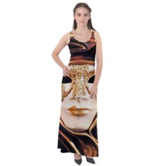 Venetian Mask Sleeveless Velour Maxi Dress by ConteMonfrey