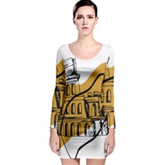 Colosseo Draw Silhouette Long Sleeve Bodycon Dress by ConteMonfrey