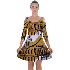 Colosseo Draw Silhouette Quarter Sleeve Skater Dress by ConteMonfrey