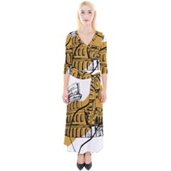 Colosseo Draw Silhouette Quarter Sleeve Wrap Maxi Dress by ConteMonfrey