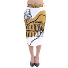 Colosseo Draw Silhouette Velvet Midi Pencil Skirt by ConteMonfrey