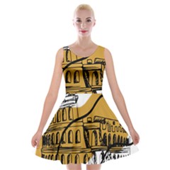 Colosseo Draw Silhouette Velvet Skater Dress by ConteMonfrey