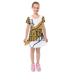 Colosseo Draw Silhouette Kids  Short Sleeve Velvet Dress by ConteMonfrey