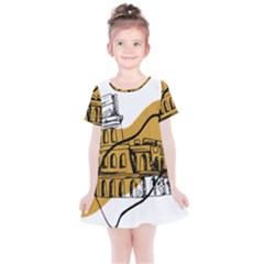 Colosseo Draw Silhouette Kids  Simple Cotton Dress by ConteMonfrey