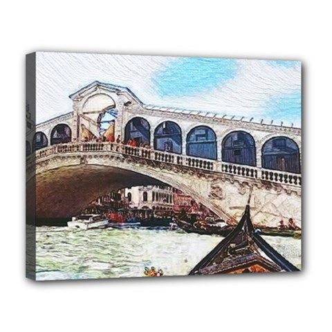 Lovely Gondola Ride - Venetian Bridge Canvas 14  X 11  (stretched) by ConteMonfrey