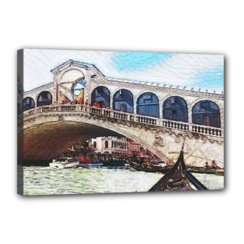 Lovely Gondola Ride - Venetian Bridge Canvas 18  X 12  (stretched) by ConteMonfrey