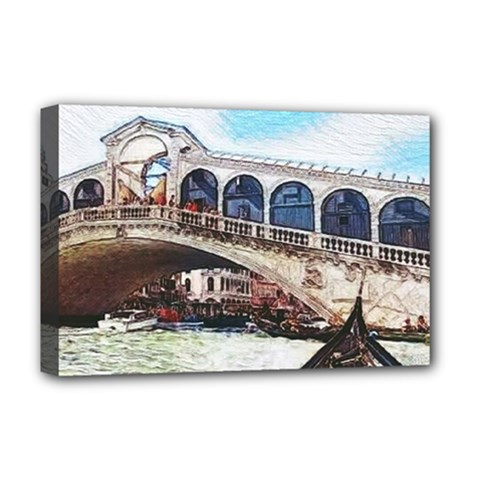 Lovely Gondola Ride - Venetian Bridge Deluxe Canvas 18  X 12  (stretched) by ConteMonfrey