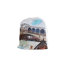 Lovely Gondola Ride - Venetian Bridge Drawstring Pouch (small)