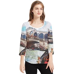 Lovely Gondola Ride - Venetian Bridge Chiffon Quarter Sleeve Blouse by ConteMonfrey