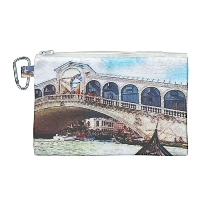 Lovely Gondola Ride - Venetian Bridge Canvas Cosmetic Bag (Large)