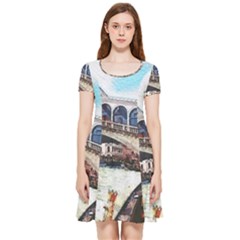 Lovely Gondola Ride - Venetian Bridge Inside Out Cap Sleeve Dress by ConteMonfrey