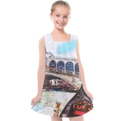 Lovely Gondola Ride - Venetian Bridge Kids  Cross Back Dress by ConteMonfrey