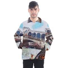 Lovely Gondola Ride - Venetian Bridge Men s Half Zip Pullover by ConteMonfrey