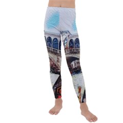 Lovely Gondola Ride - Venetian Bridge Kids  Lightweight Velour Leggings by ConteMonfrey