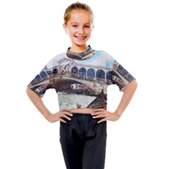 Lovely Gondola Ride - Venetian Bridge Kids Mock Neck Tee