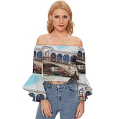 Lovely Gondola Ride - Venetian Bridge Off Shoulder Flutter Bell Sleeve Top by ConteMonfrey