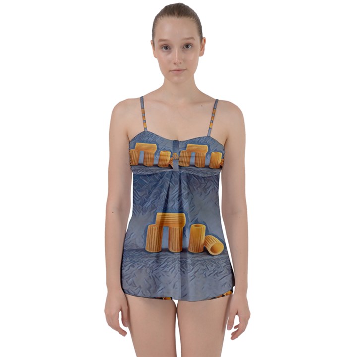 Pasta Is Art - Italian Food Babydoll Tankini Set