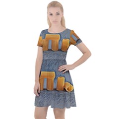 Pasta Is Art - Italian Food Cap Sleeve Velour Dress  by ConteMonfrey