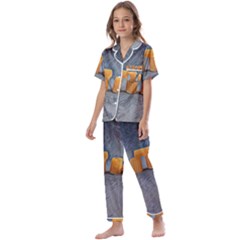 Pasta Is Art - Italian Food Kids  Satin Short Sleeve Pajamas Set by ConteMonfrey