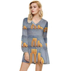 Pasta Is Art - Italian Food Tiered Long Sleeve Mini Dress by ConteMonfrey