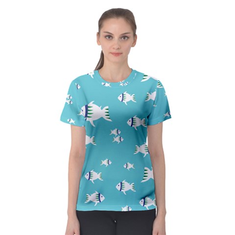 Blue Fish Pattern Women s Sport Mesh Tee by danenraven