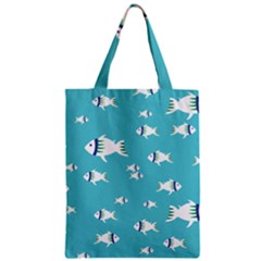 Blue Fish Pattern Zipper Classic Tote Bag by danenraven