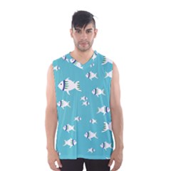 Blue Fish Pattern Men s Basketball Tank Top by danenraven