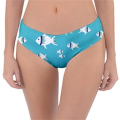 Blue Fish Pattern Reversible Classic Bikini Bottoms by danenraven