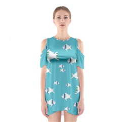 Blue Fish Pattern Shoulder Cutout One Piece Dress by danenraven