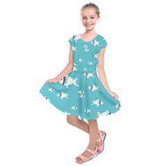 Blue Fish Pattern Kids  Short Sleeve Dress by danenraven