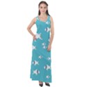 Blue Fish Pattern Sleeveless Velour Maxi Dress View1