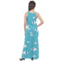 Blue Fish Pattern Sleeveless Velour Maxi Dress View2