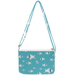 Blue Fish Pattern Double Gusset Crossbody Bag