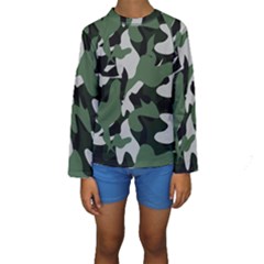 Illustration Camouflage Camo Army Soldier Abstract Pattern Kids  Long Sleeve Swimwear by danenraven