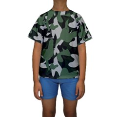 Illustration Camouflage Camo Army Soldier Abstract Pattern Kids  Short Sleeve Swimwear by danenraven