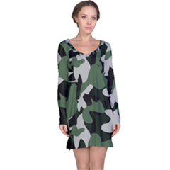 Illustration Camouflage Camo Army Soldier Abstract Pattern Long Sleeve Nightdress by danenraven