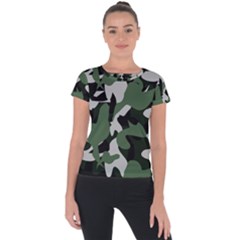 Illustration Camouflage Camo Army Soldier Abstract Pattern Short Sleeve Sports Top  by danenraven