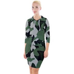 Illustration Camouflage Camo Army Soldier Abstract Pattern Quarter Sleeve Hood Bodycon Dress by danenraven