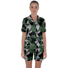 Illustration Camouflage Camo Army Soldier Abstract Pattern Satin Short Sleeve Pajamas Set by danenraven