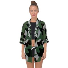 Illustration Camouflage Camo Army Soldier Abstract Pattern Open Front Chiffon Kimono by danenraven