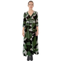 Illustration Camouflage Camo Army Soldier Abstract Pattern Button Up Boho Maxi Dress by danenraven