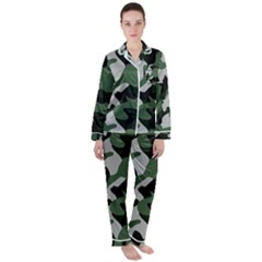 Illustration Camouflage Camo Army Soldier Abstract Pattern Satin Long Sleeve Pajamas Set by danenraven