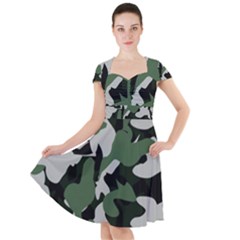 Illustration Camouflage Camo Army Soldier Abstract Pattern Cap Sleeve Midi Dress by danenraven