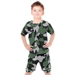 Illustration Camouflage Camo Army Soldier Abstract Pattern Kids  Tee And Shorts Set by danenraven