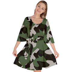 Illustration Camouflage Camo Army Soldier Abstract Pattern Velour Kimono Dress by danenraven